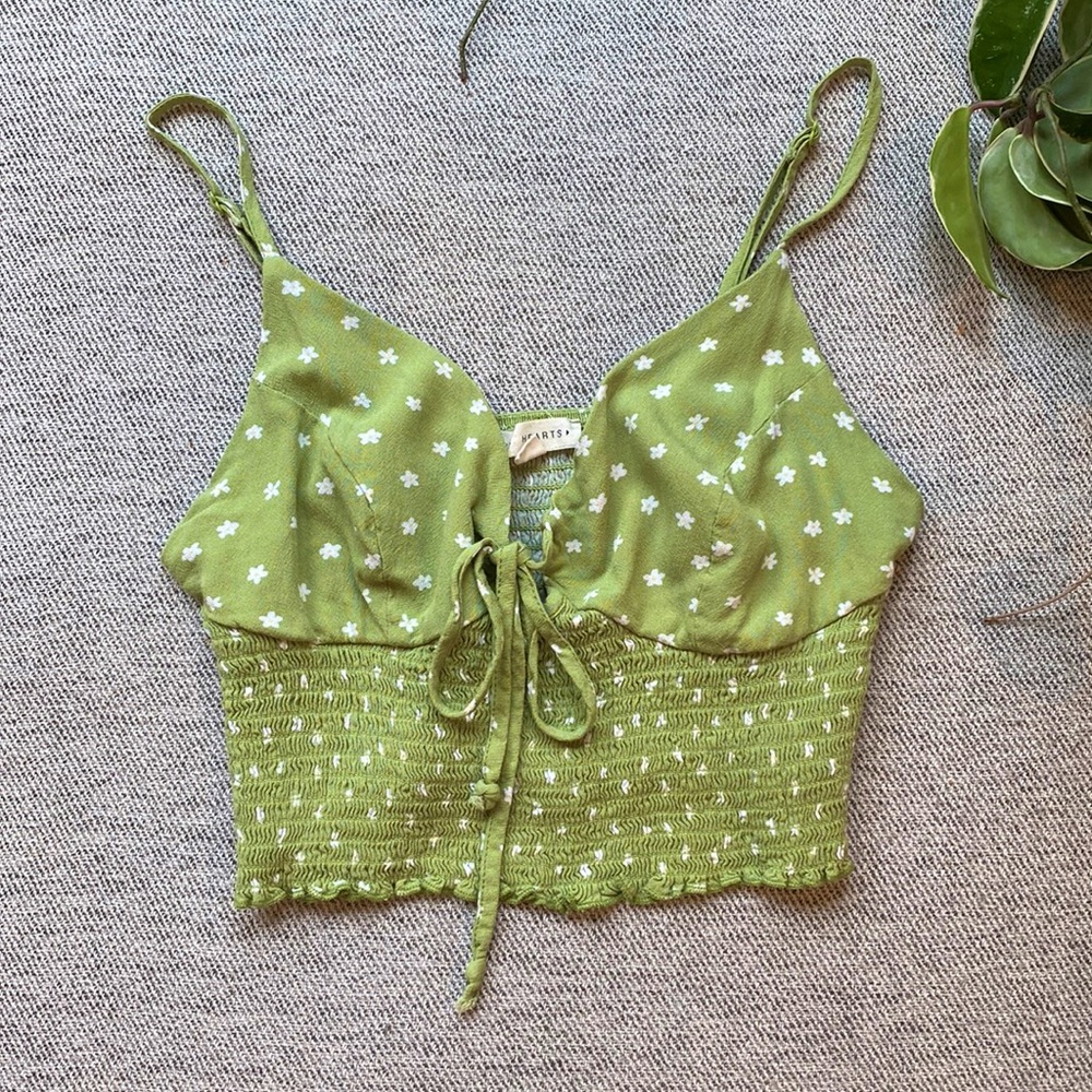 Floral Spring Green Crop Top S PacSun
